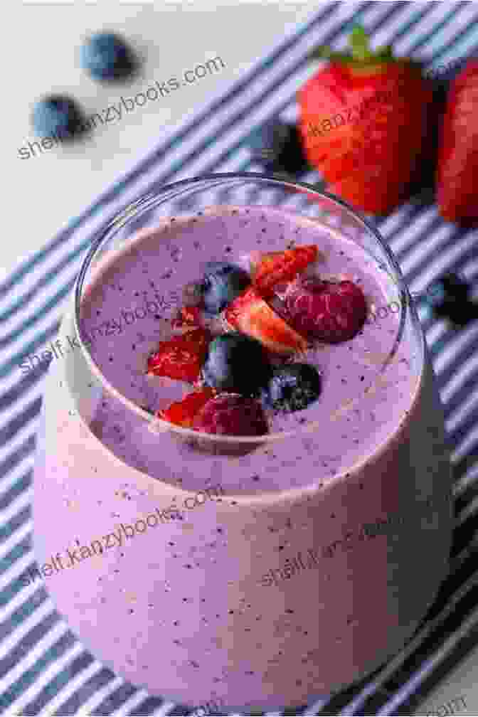 A Vibrant Berry Blast Smoothie Garnished With Fresh Berries Smoothie Recipes With Frozen Fruit: Smoothie Recipes Healthy