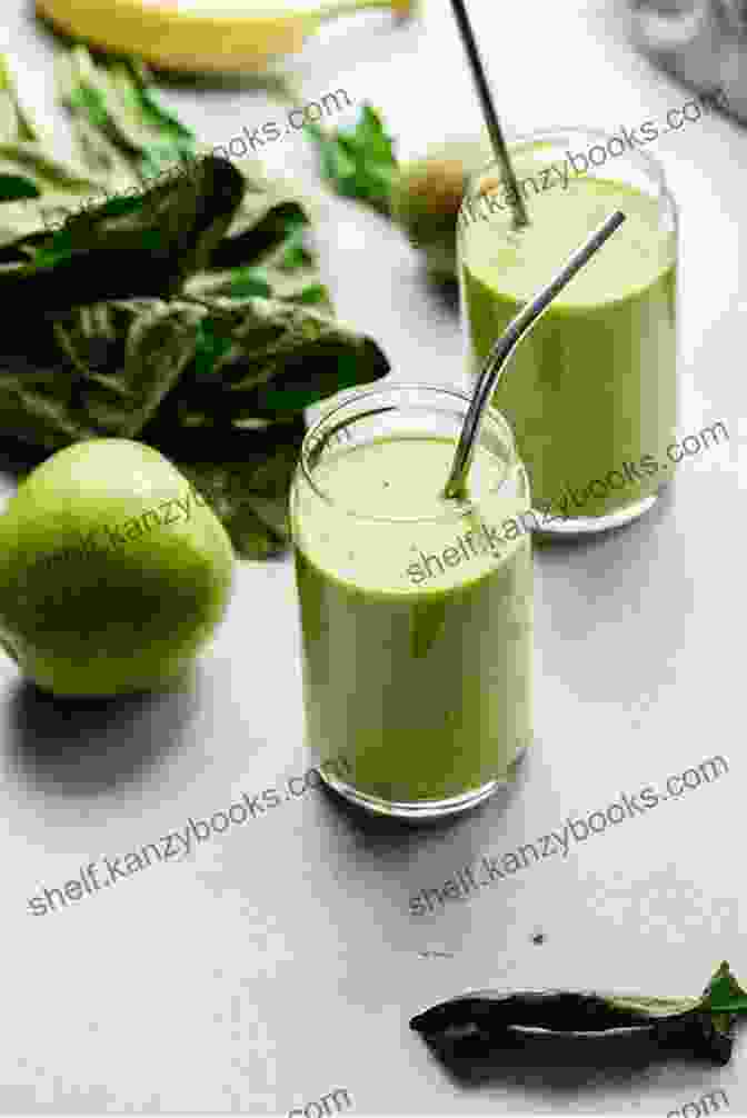 A Vibrant Green Goodness Smoothie Garnished With Fresh Spinach Leaves Smoothie Recipes With Frozen Fruit: Smoothie Recipes Healthy